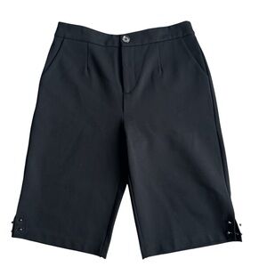 Cop.Copine Black Bermudas Piercing Details on Both Sides Stretchy Waist Size 40